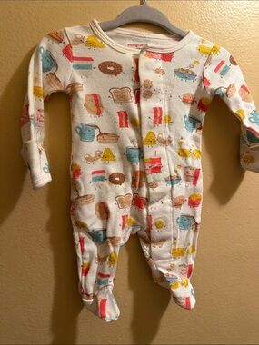 Magnetic Me Cream Footed One-Piece with Colorful Breakfast Characters